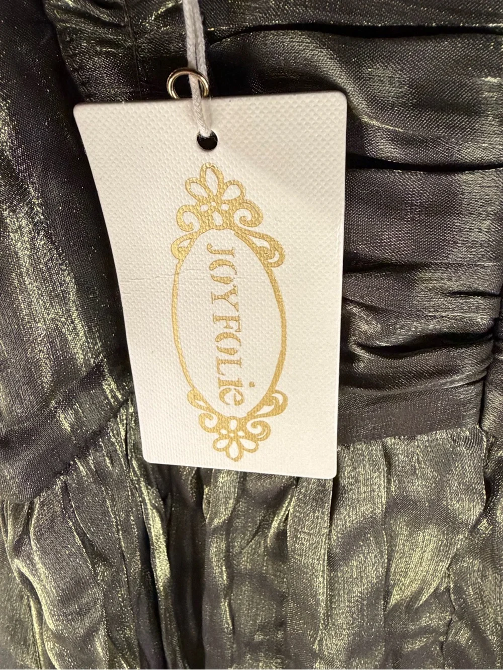 Joyfolie Olive Metallic Puff-Sleeve DressNWT size girls 10